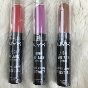 LOT of 3 NYX High Voltage Lipstick Nude Red C13